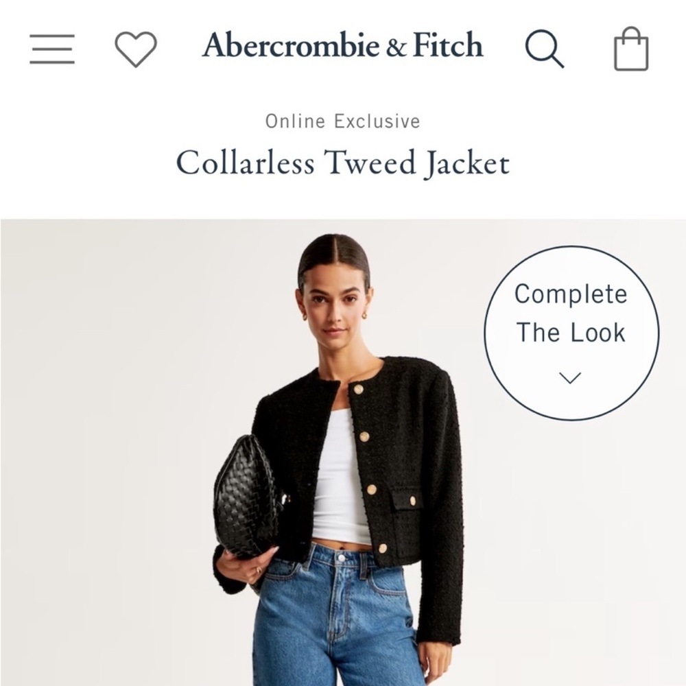 COPY - Abercrombie Collarless Tweed Jacket NWT